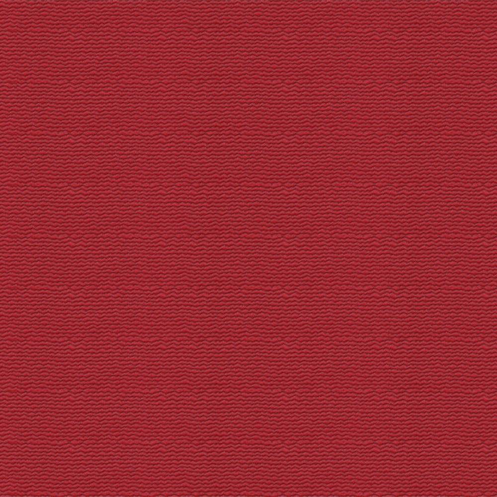 Close-up of red upholstery fabric showing a subtle horizontal wavy texture, 27% cotton and 73% polyester blend suitable for sofas.