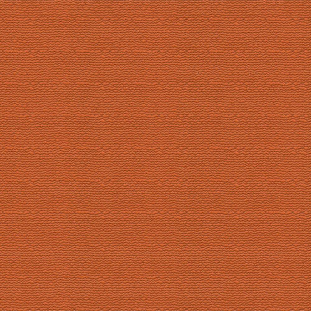 Close-up of rust-orange upholstery fabric with a subtle wavy texture; 27% cotton and 73% polyester, shown as a square sample for sofa upholstery.