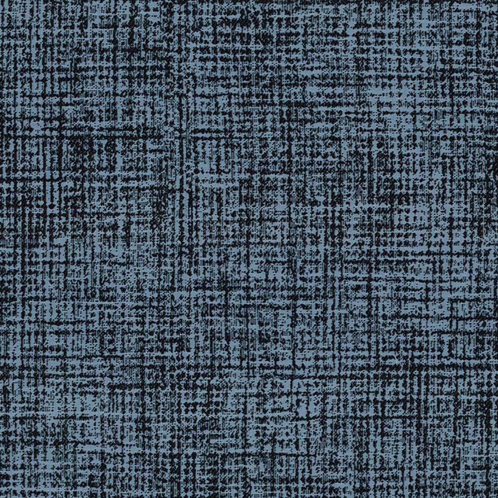 Close-up of blue-gray 100% polyester upholstery fabric showing an irregular black crosshatch texture, contemporary look suitable for sofas and modern interior upholstery.
