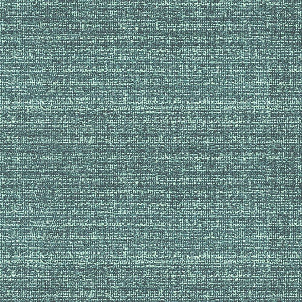 Close-up of teal textured woven 100% polyester upholstery fabric showing a fine crosshatch/slub pattern, a durable performance textile suited for contemporary sofas and office seating.