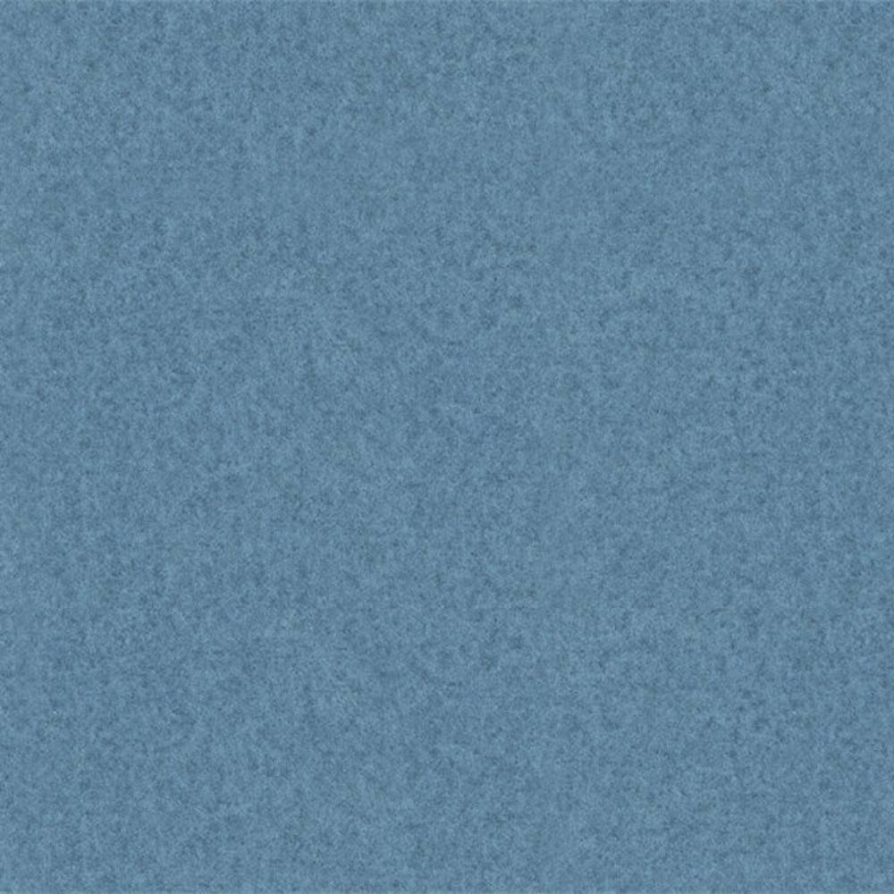 Swatch of textured mid-blue 100% polyester upholstery fabric showing a fine, even nap and subtle heathered appearance, suitable for sofas and office seating.