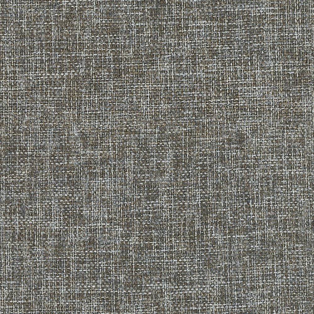 Close-up of neutral gray woven upholstery fabric in 100% polyester, showing a textured tweed-like weave of light and dark gray threads ideal for contemporary sofa upholstery.