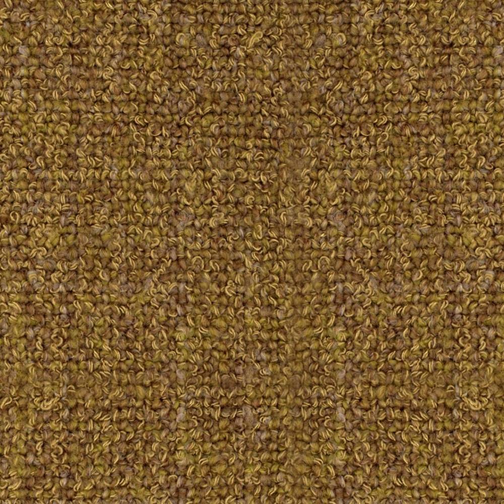 Close-up of mustard-beige boucle upholstery fabric with dense looped texture; 25% wool, 45% acrylic and 30% triacetate composition, ideal for contemporary modern sofas and neutral seating.