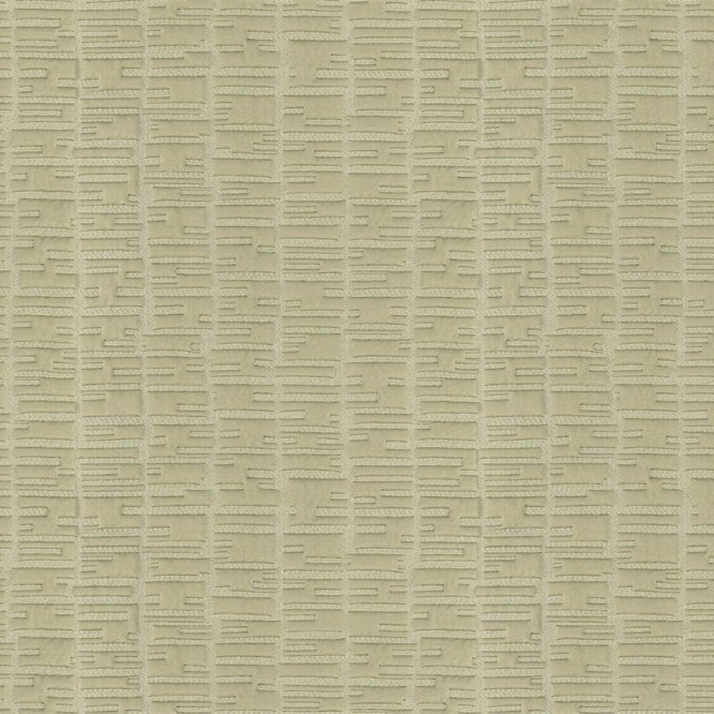 Close-up of light gray 100% polyester upholstery fabric with a raised linear geometric texture in a contemporary neutral tone, suitable for sofas or curtains.