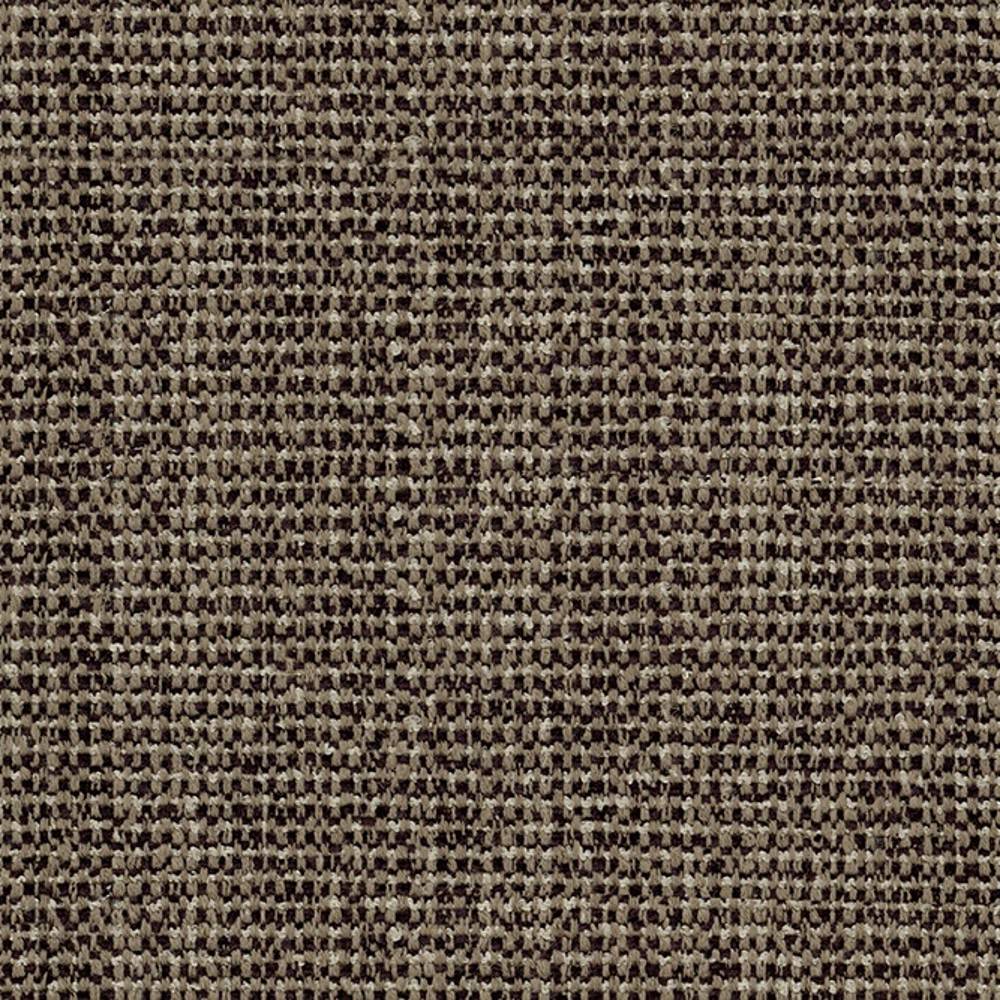 Close-up of neutral beige and brown woven upholstery fabric showing a tight basketweave texture; 75% polyester, 5% linen and 20% viscose composition for sofa and office use.