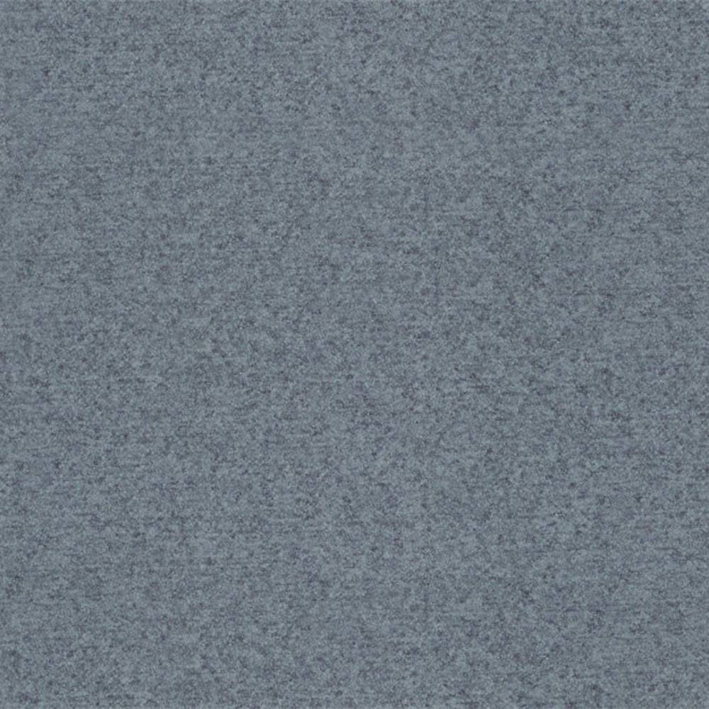 Close-up of a 100% polyester upholstery fabric swatch in steel-blue gray with a subtle heathered texture, suitable for sofa and office seating.