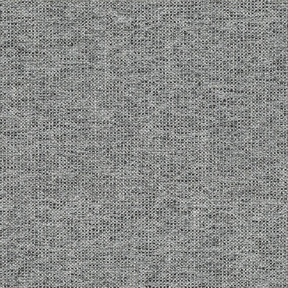 Close-up of neutral light gray woven upholstery fabric with subtle basket-weave texture, composed of 38% polyester, 50% viscose and 12% linen, suitable for contemporary sofas.