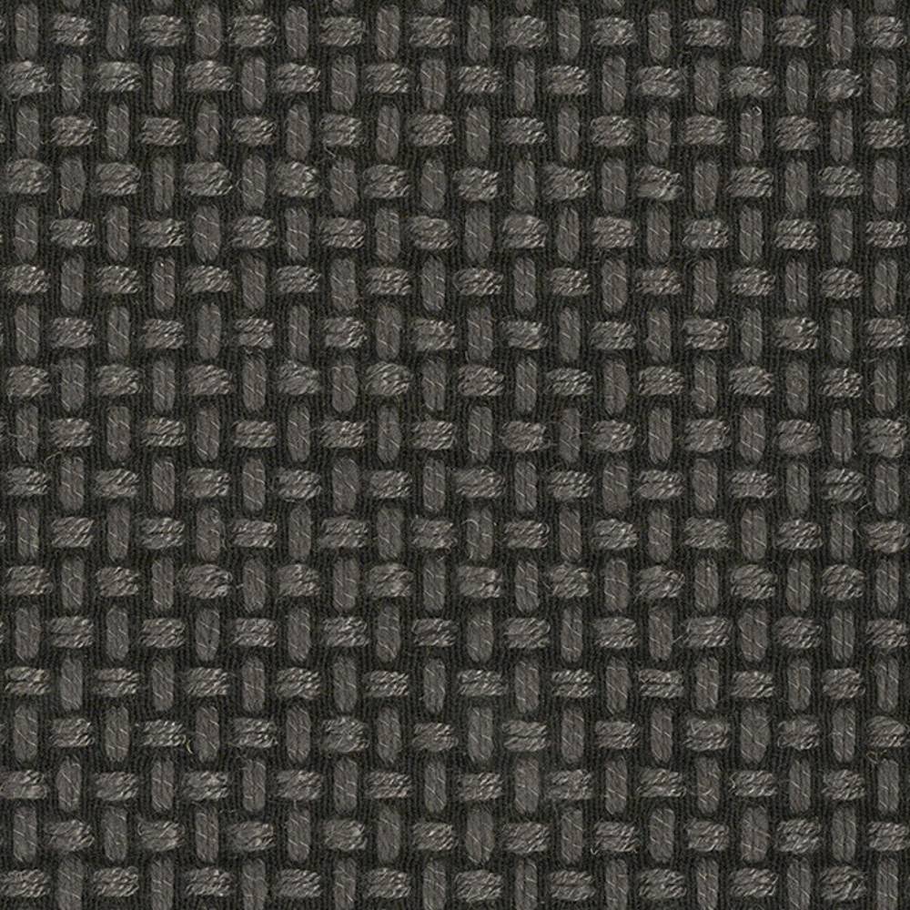 Close-up of charcoal basketweave upholstery fabric showing a textured woven pattern and subtle sheen, a 30% linen / 65% viscose / 5% polyester blend suitable for contemporary sofas.
