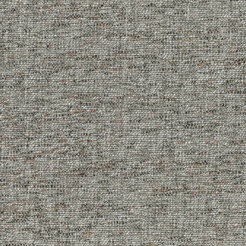 Close-up of beige neutral woven upholstery fabric showing textured weave with subtle rust and gray flecks; 5% linen, 10% rayon, 35% acrylic, 50% polyester blend suitable for sofas.