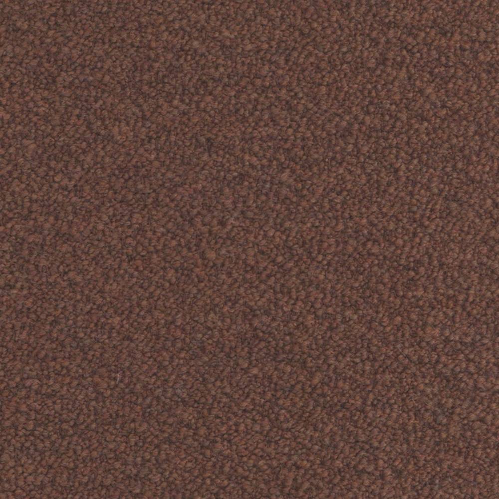 Close-up swatch of warm brown felted wool-look bouclé upholstery fabric showing dense, looped texture and soft nubby surface; wool-acrylic blend ideal for sofa and indoor upholstery.